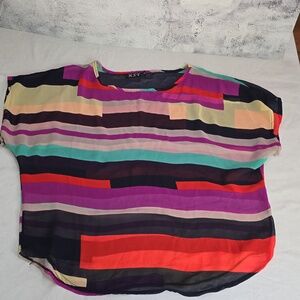 HXY colorful sheer blouse